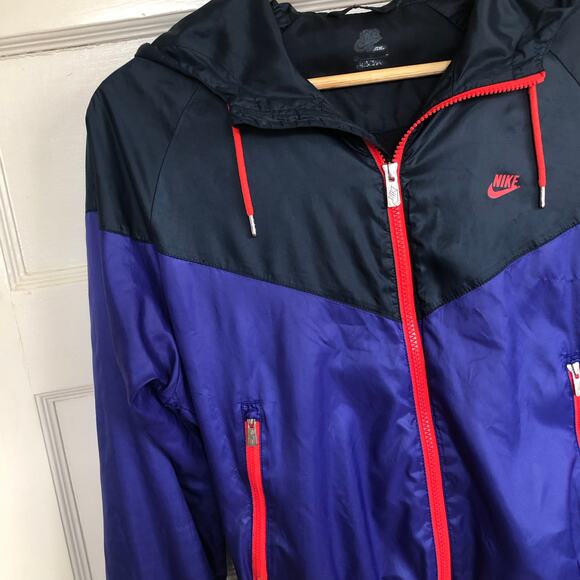 VTG 90s Nike The Windrunner Windbreaker Hooded Running Jacket Womens Medium - Picture 2 of 15